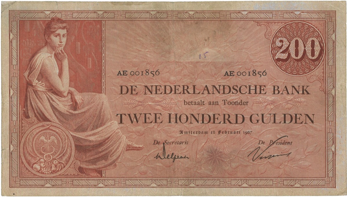 Nederland. 200 Gulden. Bankbiljet. Type 1921. - Fraai / Zeer Fraai.