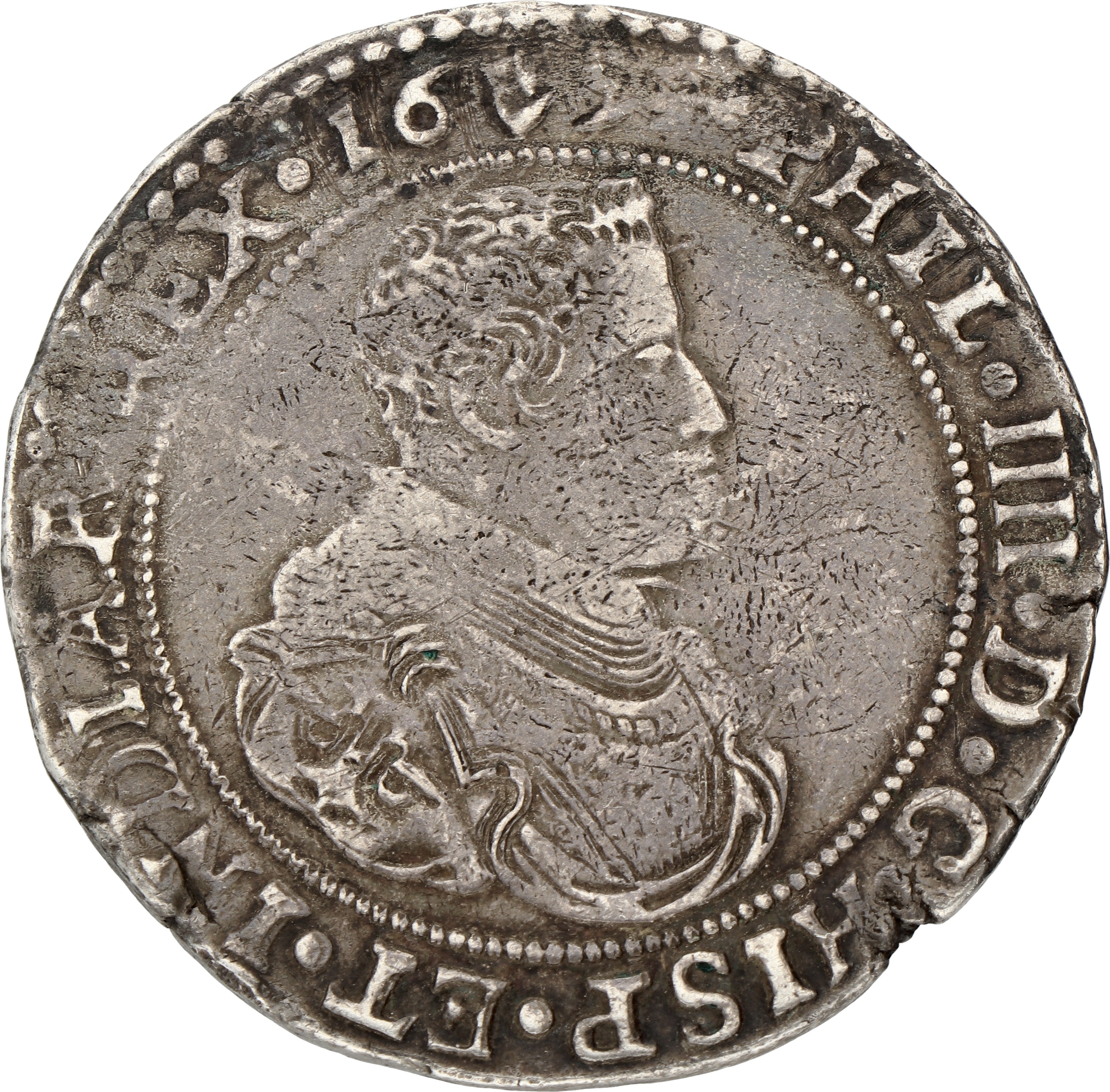 Dukaton. Brabant. Antwerpen. Filips IV. 16(5?). Zeer Fraai.