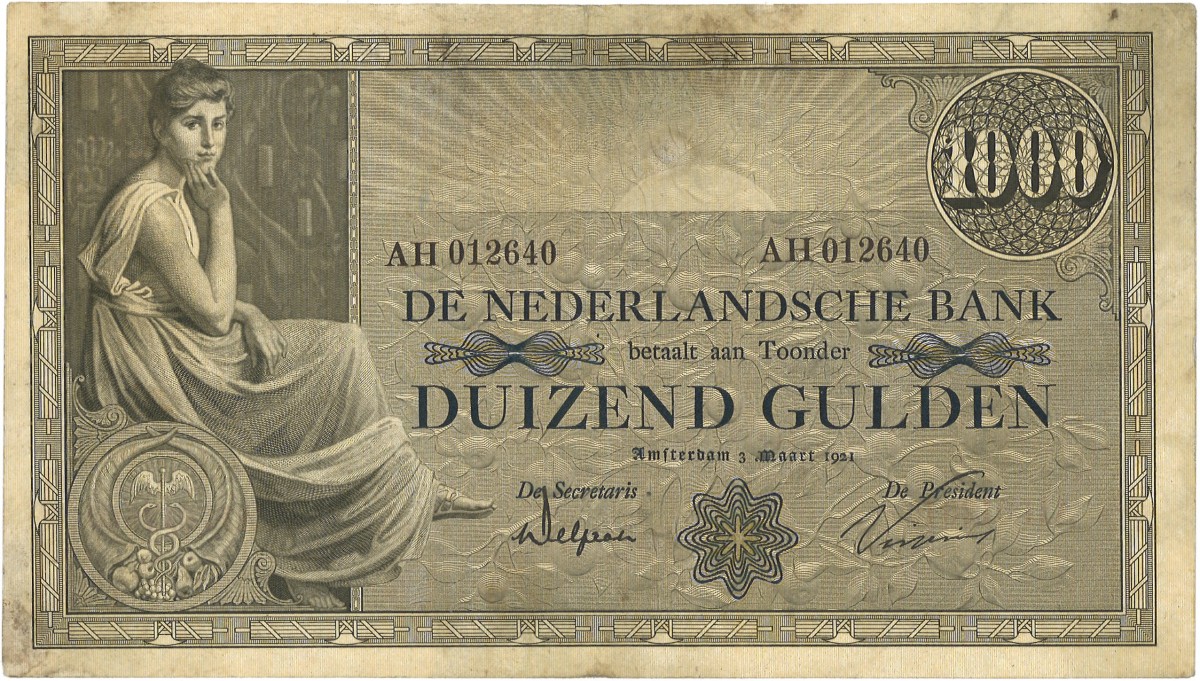 Nederland. 1000 Gulden. Bankbiljet. Type 1919. - Zeer Fraai.