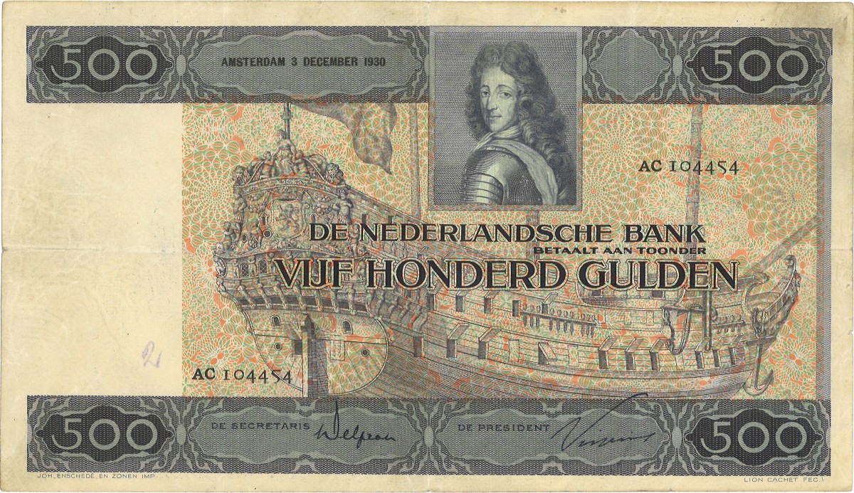 Nederland. 500 Gulden. Bankbiljet. Type 1930. - Zeer Fraai.