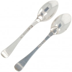 (2) delige set miniatuur lepels (Amsterdam 18e eeuw) zilver.