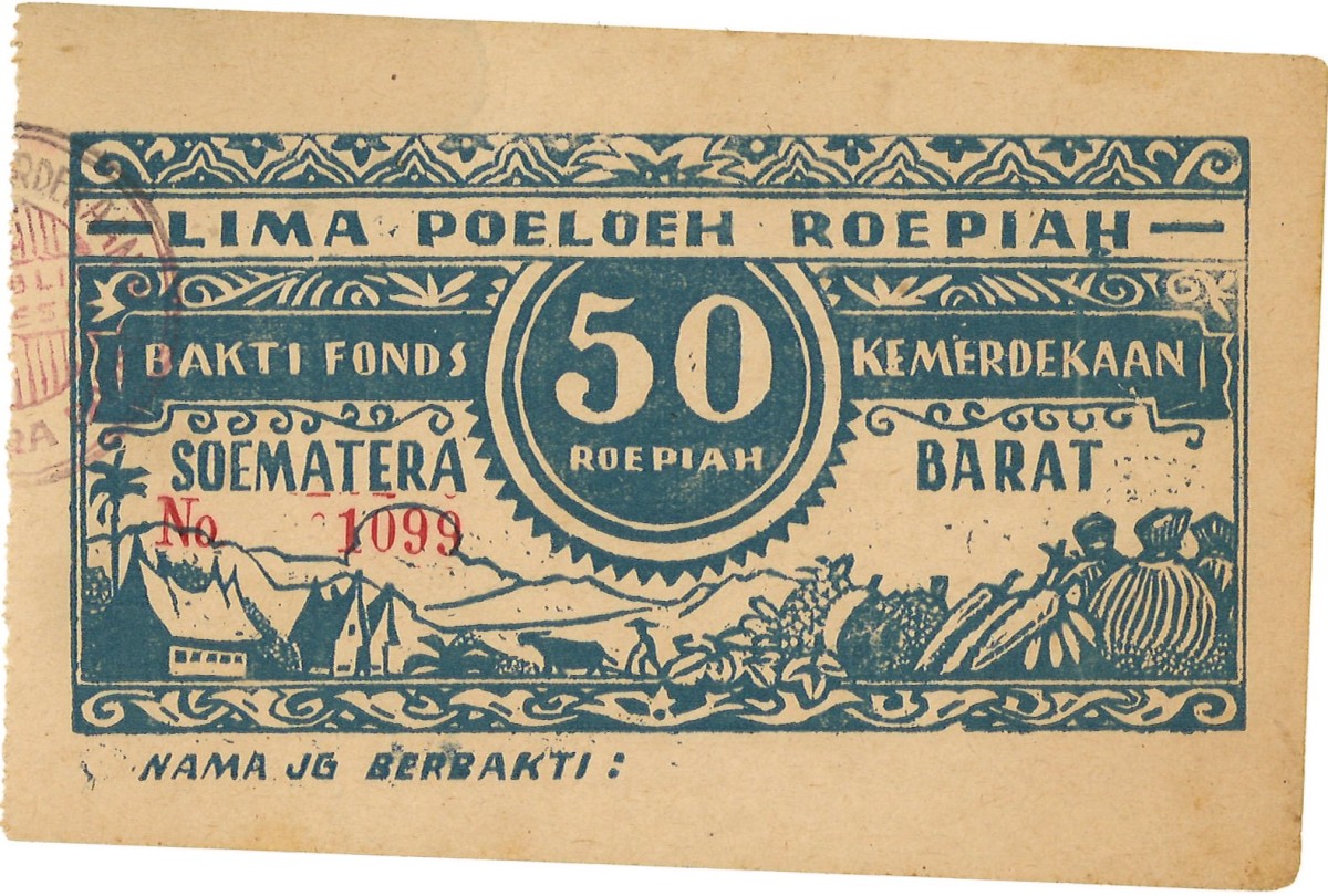 Indonesia. 50 Rupiah. Banknote. Type 1946. - Extremely fine.