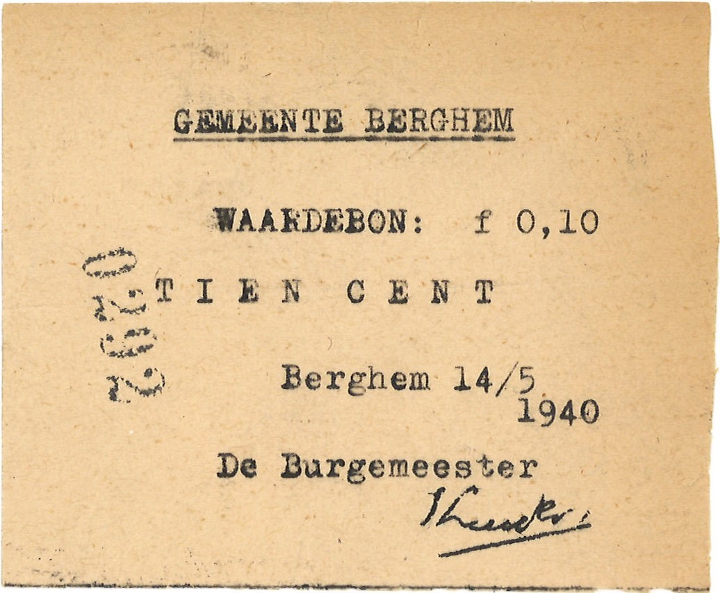 Nederland. 10 cent. Waardebon. Type 1940. Type Berghem. - Zeer Fraai.