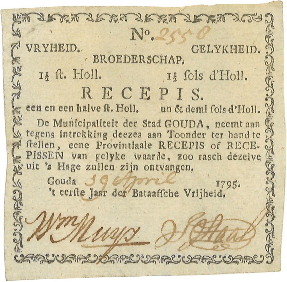 Nederland. 1,5 Stuiver. Recepisse. Type 1795. Type Gouda. - Zeer Fraai.