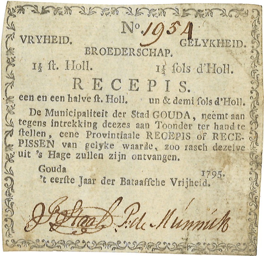 Nederland. 1,5 Stuiver. Recepisse. Type ND. Type Gouda. - Zeer Fraai.