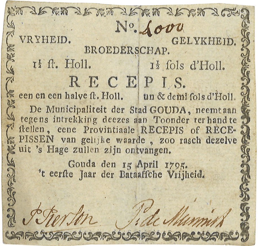 Nederland. 1,5 Stuiver. Recepisse. Type 1795. Type Gouda. - Fraai / Zeer Fraai.