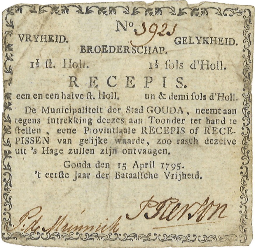 Nederland. 1,5 Stuiver. Recepisse. Type 1795. Type Gouda. - Fraai / Zeer Fraai.