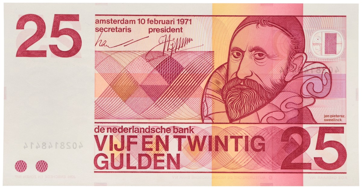 Nederland. 25 Gulden. Bankbiljet. Type 1971. - Prachtig.