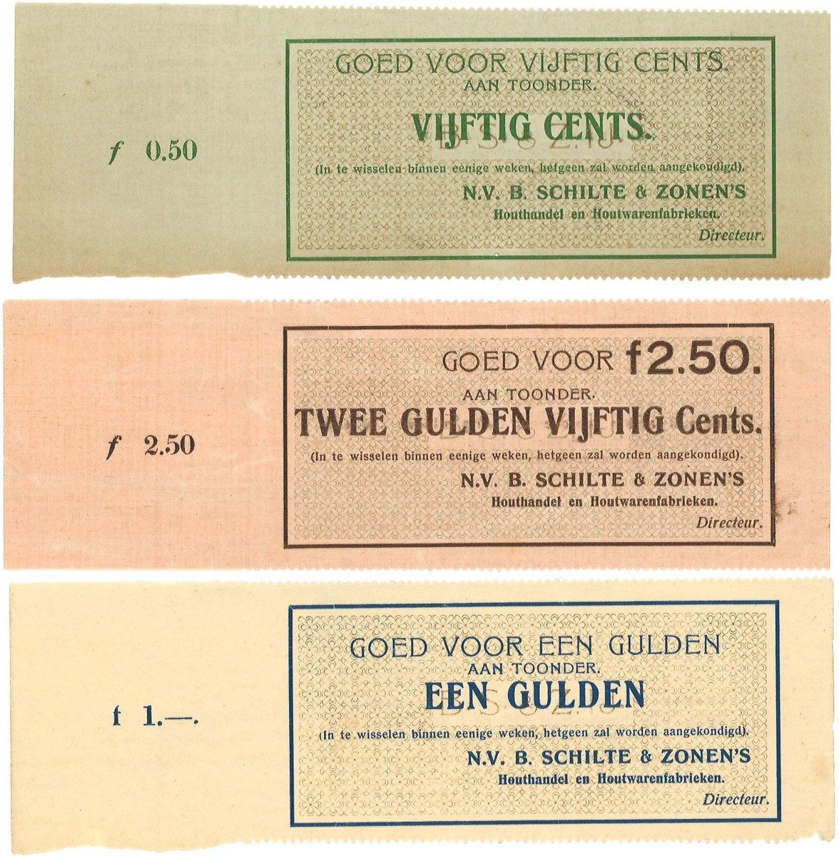 Nederland. 50 cent/1 Gulden/2,50 Gulden. Noodgeld. Type 1914. Type IJselstijn. - Prachtig.