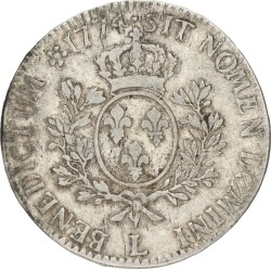 France. Louis XV. Ecu. 1774 L. VF +.