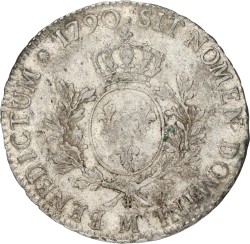 France. Louis XVI. Ecu. 1790 M. VF +.