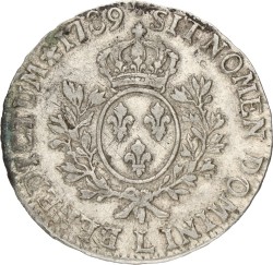 France. Louis XVI. Ecu. 1789 L. VF.