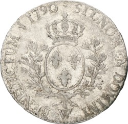 France. Louis XVI. Ecu. 1790 W. VF.