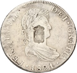 Guatemala. Portuguese colony. 870 Reis (8 Reales) - Countermarked. 1821 Mo. VF.