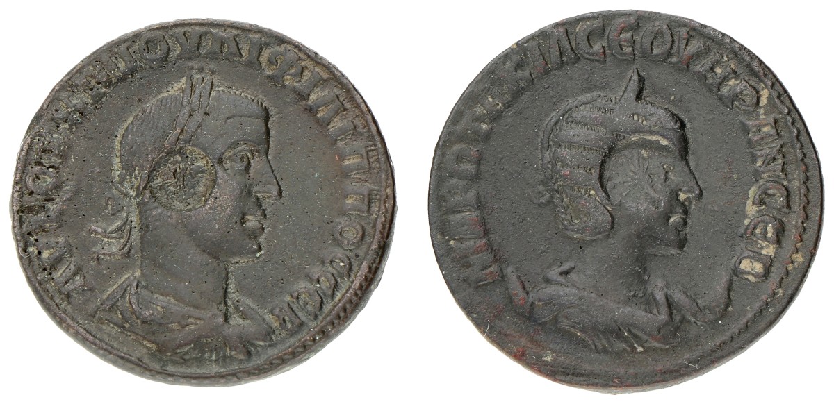 Roman Provinces. Commagene, Zeugma. Philip II & Otacilia Severa. Lot (2) AE 28 - Countermarked. ND (244 - 249 AD). F - VF.