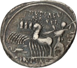 Roman Republic. N. Aemelius Scaurus, P. Plautius Hypsaeus. Denarius. ND (58 BC). VF.