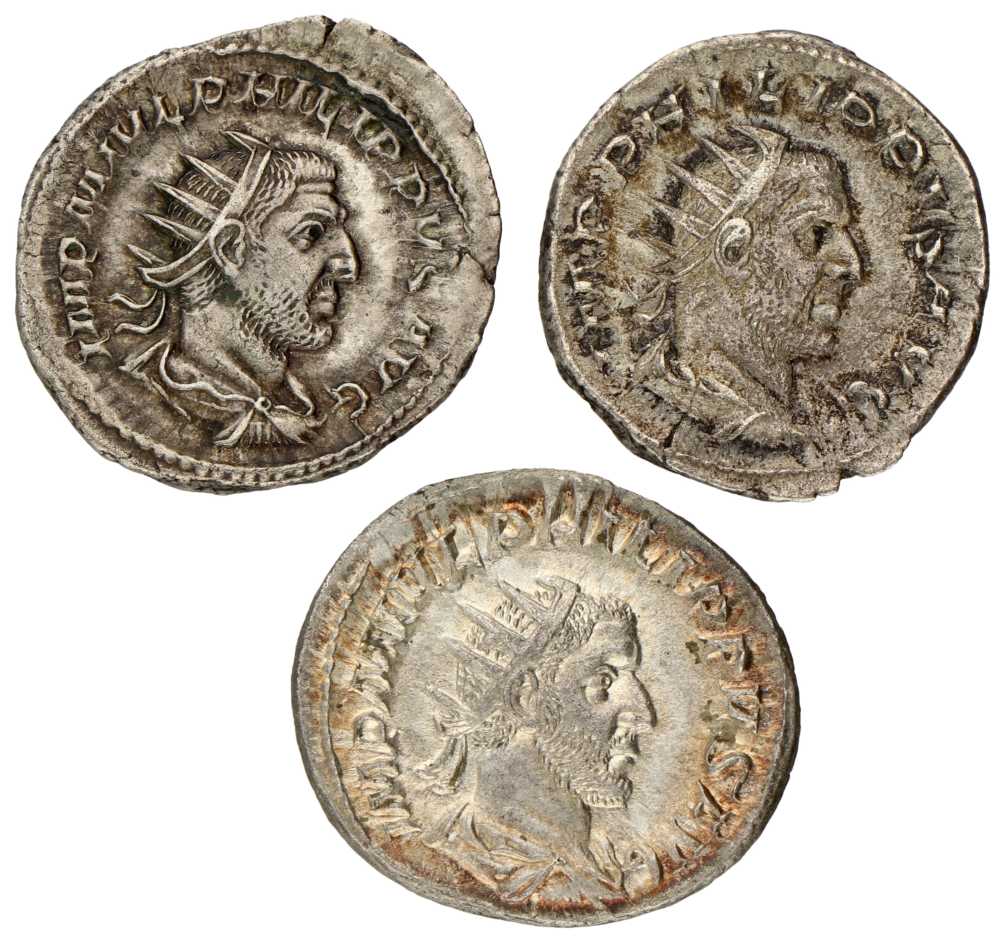 Roman Empire. Philippus I Arabs. Lot (3) Antonianus. ND (244-249). F - XF.