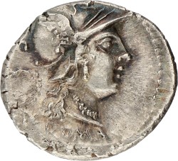 Roman Republic. C. Servilius M. f.. Denarius. ND (136 BC). VF.