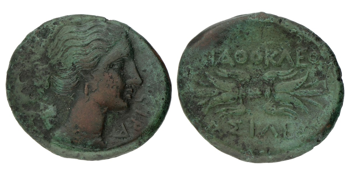 Magna Graecia. Syracuse. Agothocles. Litra. ND (304 - 289 BC). VF.