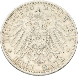 German states. Lübeck. 3 Mark. 1912 A. VF / XF.