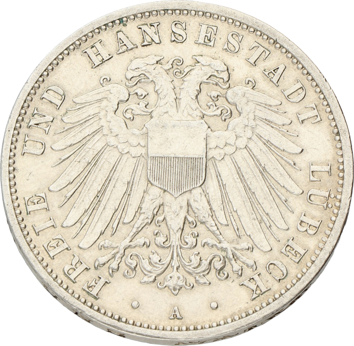 German states. Lübeck. 3 Mark. 1912 A. VF / XF.