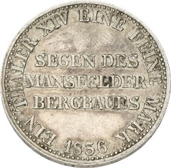 German states. Prussia. Friedrich Wilhelm III. Thaler - Segen des Mansfelder Bergbaues. 1836 A. XF -.