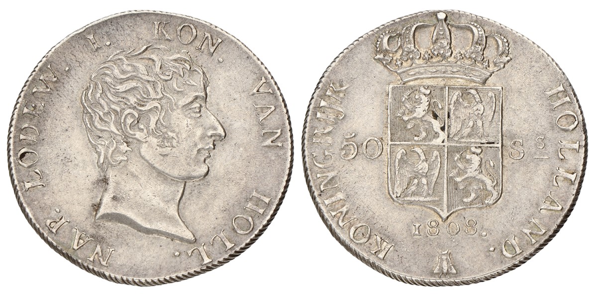 50 Stuiver. Lodewijk Napoleon. 1808. Zeer Fraai.