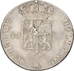 50 Stuiver. Lodewijk Napoleon. 1808. Zeer Fraai.
