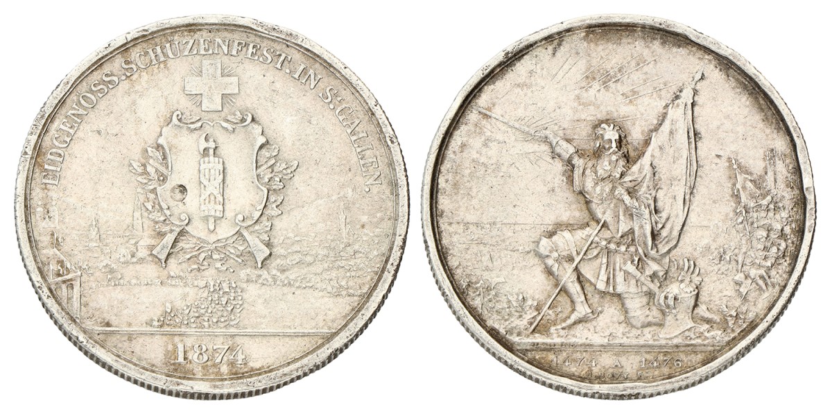 Switserland. St. Gallen. Schützenthaler. 1874. XF.