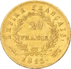 20 Francs. Napoleon. 1813 Vis. Zeer Fraai +.