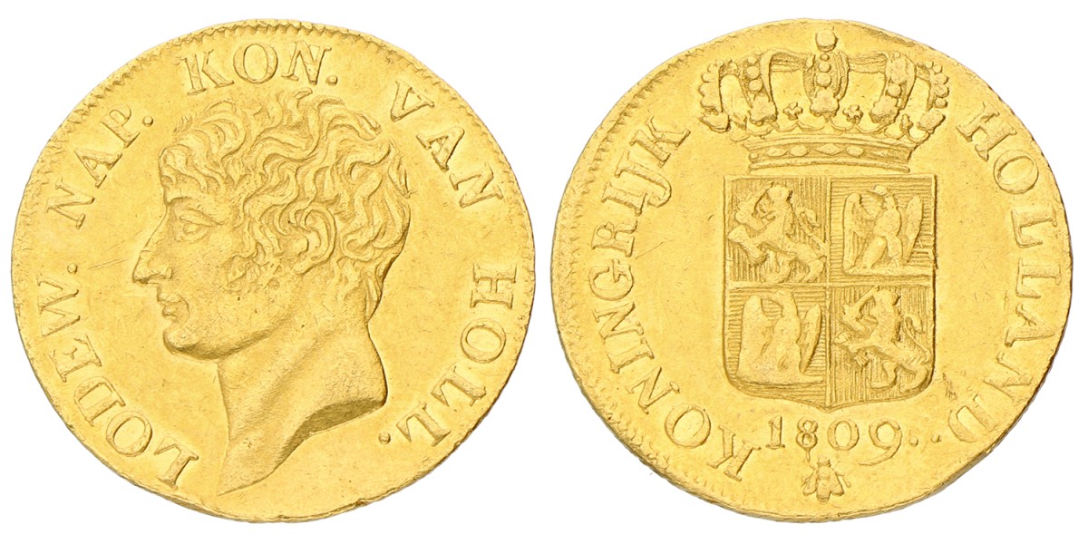 Gouden Dukaat. Lodewijk Napoleon. 1809. Zeer Fraai +.