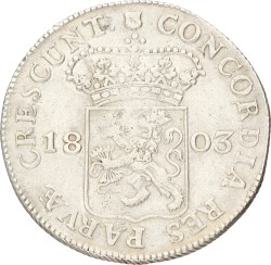 Zilveren dukaat. Utrecht. 1803. Zeer Fraai.