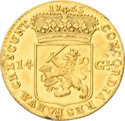 Gouden rijder van 14 gulden. Utrecht. 1763. VF / XF.