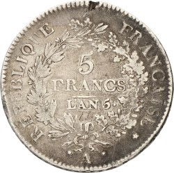 France. Republic. 5 Francs. An. 5. F +.