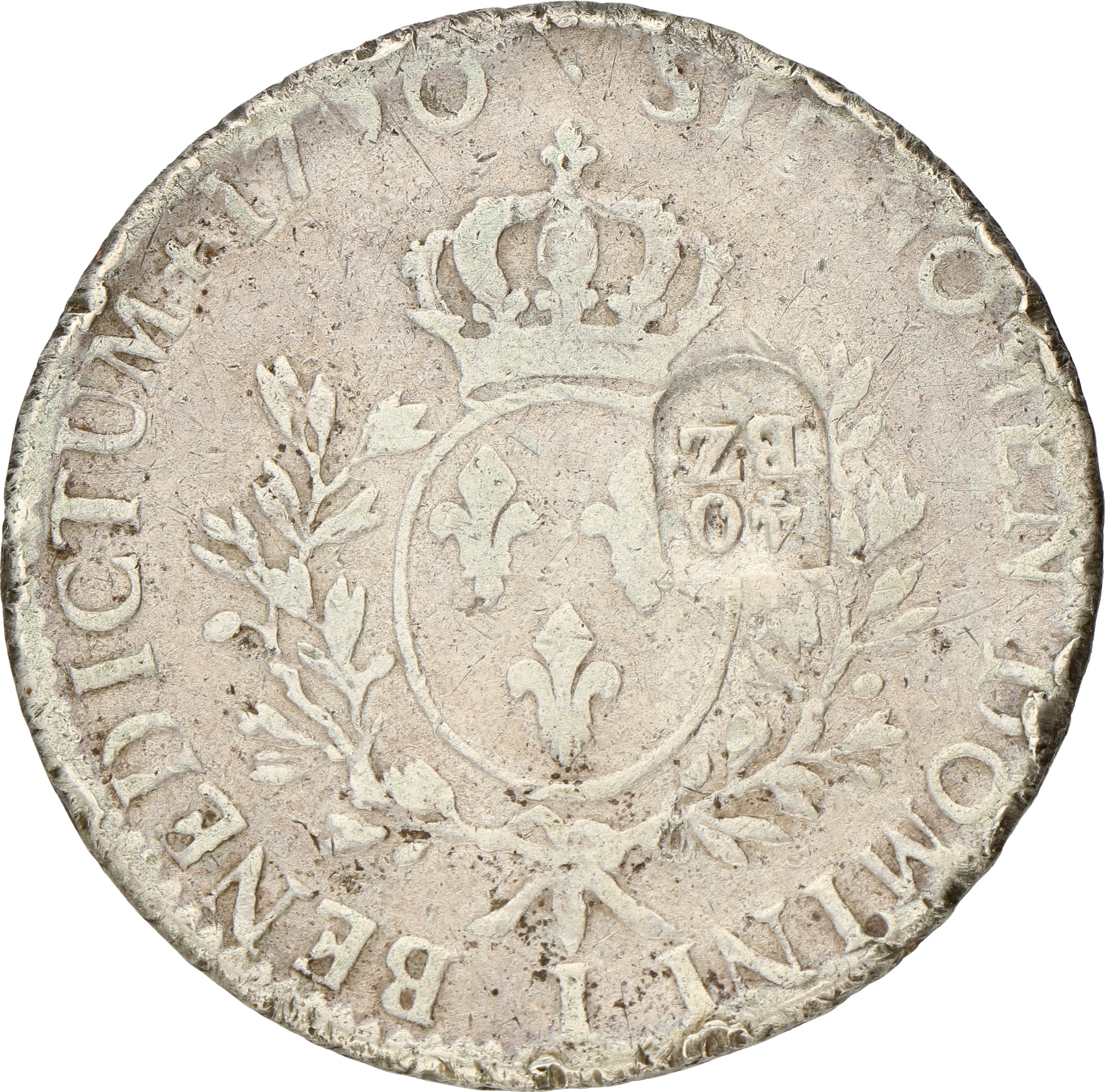 Switzerland. 40 Batzen - Countermarked on an French Ecu. ND (1816 - 1819).