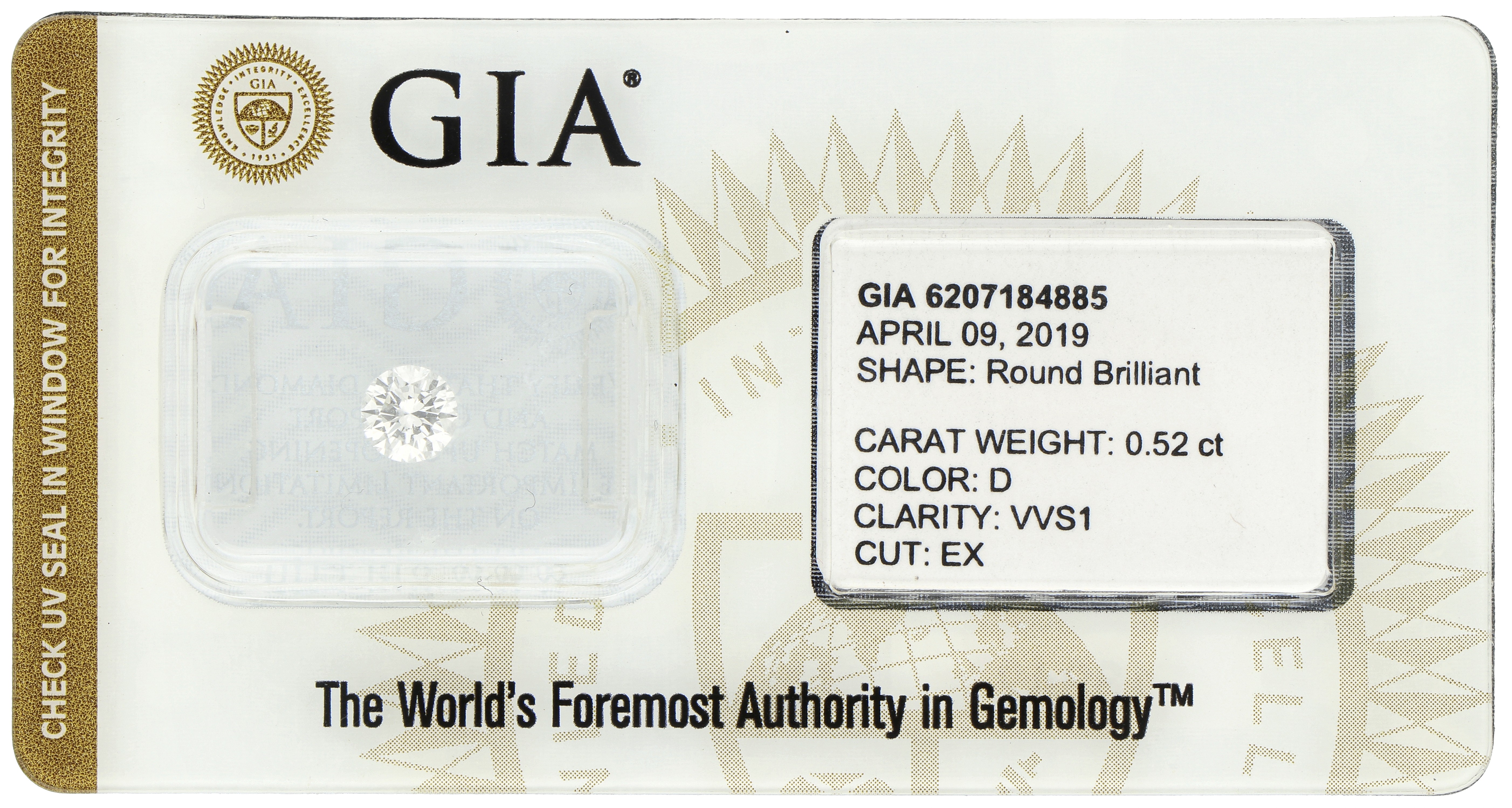 0.52ct. GIA-gecertificeerde natuurlijke diamant.