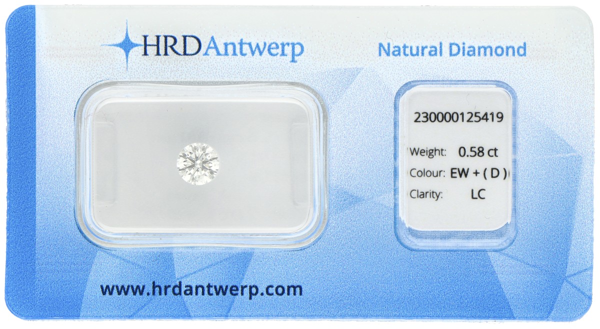 0.58ct. HRD-gecertificeerde natuurlijke diamant.