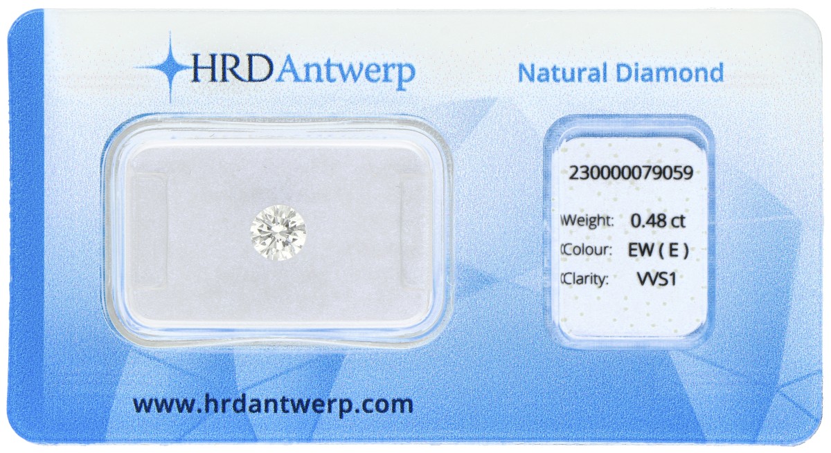 0.48ct. HRD-gecertificeerde natuurlijke diamant.