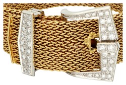 18K Geelgouden gesp armband bezet met ca. 1 ct. diamant.