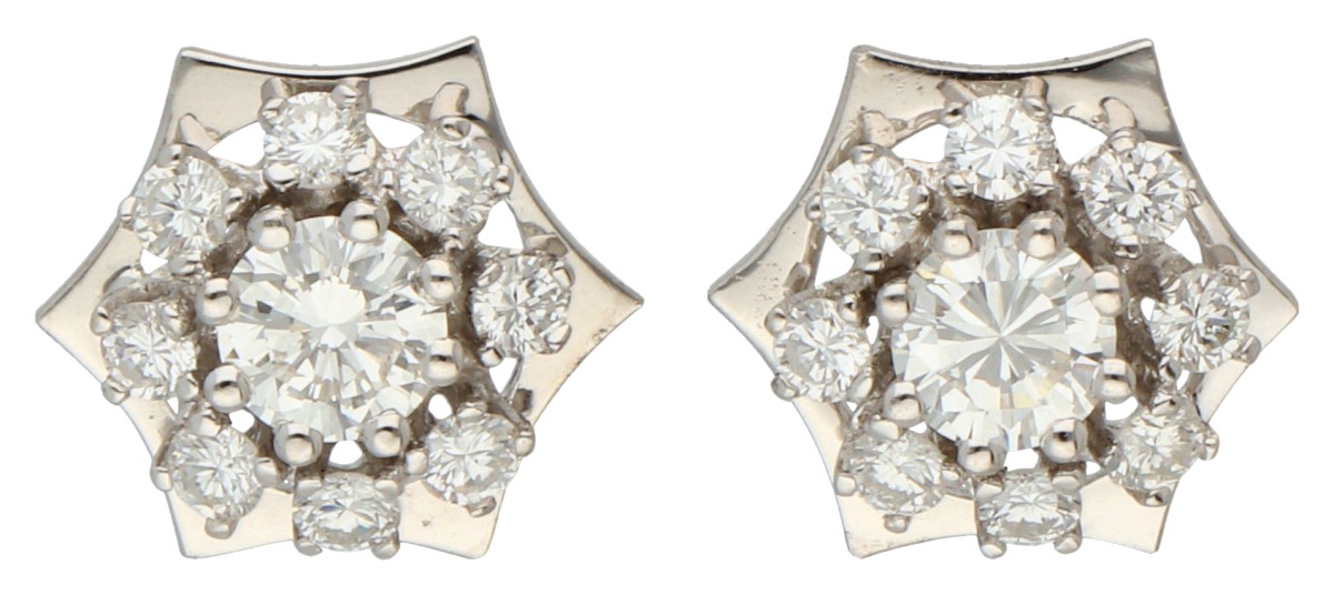 18K Witgouden oorstekers bezet met ca. 1.20 ct. diamant.