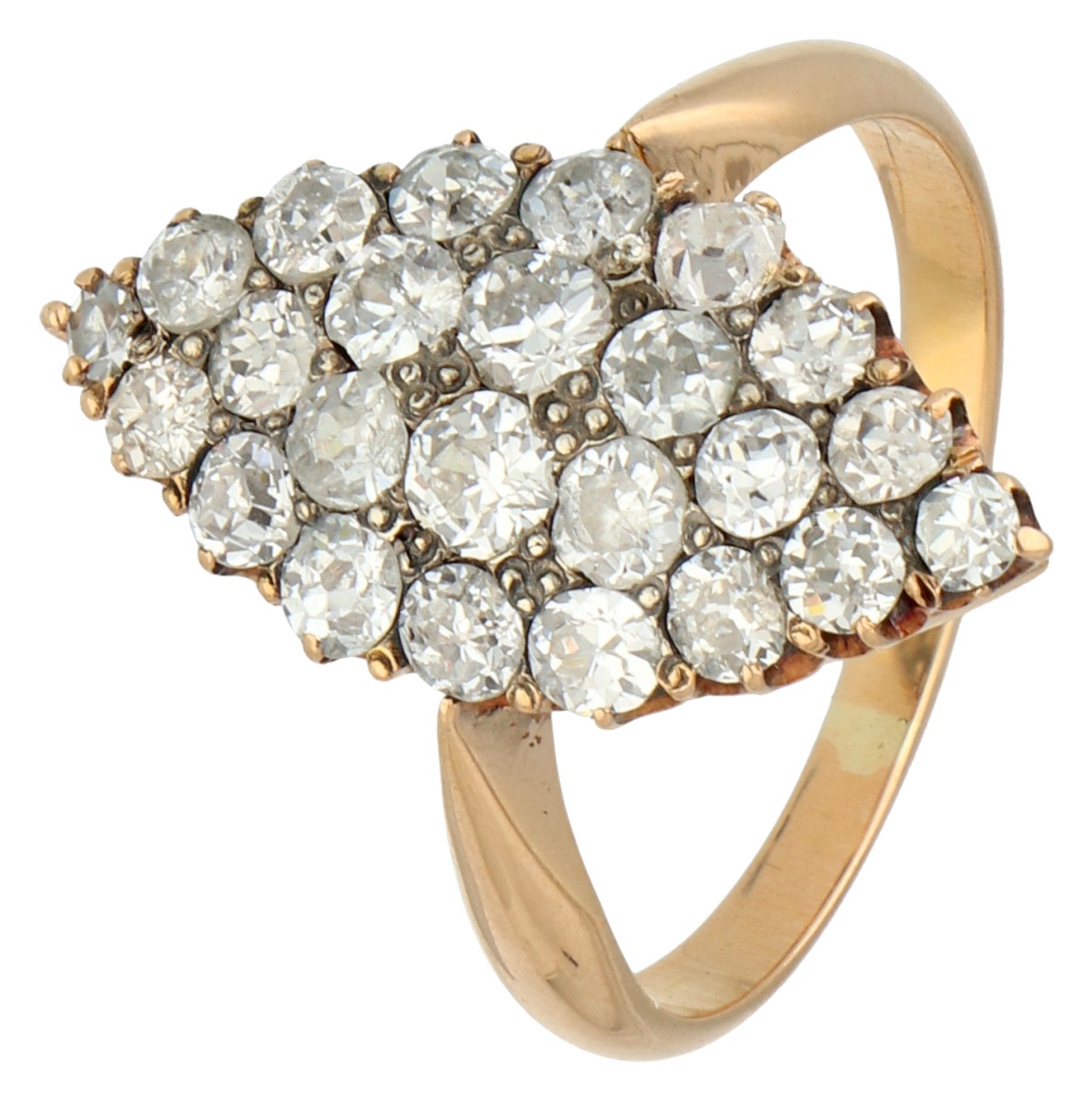 No Reserve - 18K Geelgouden marquise ring met oud slijpsel diamant.