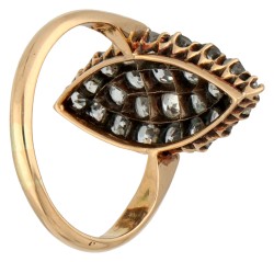 No Reserve - 18K Geelgouden marquise ring met oud slijpsel diamant.