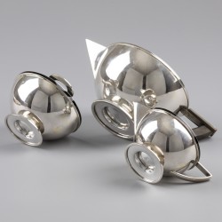 Art Deco theeservies (4-delig), zilver.