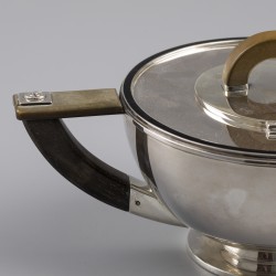 Art Deco theeservies (4-delig), zilver.