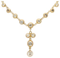 14K Geelgouden collier bezet met oud slijpsel diamanten