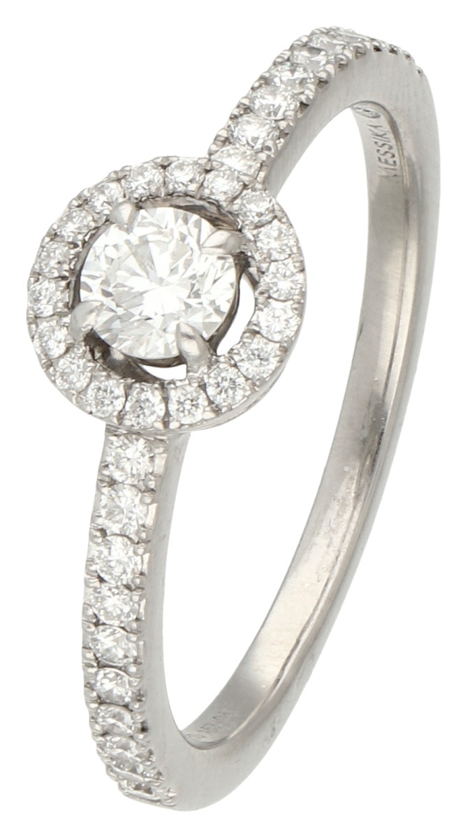 Messika 18K witgouden 'Joy' halo ring bezet met ca. 0.43 ct. diamant.