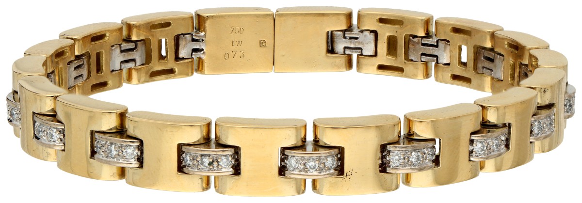 Leo Wittwer 18K geelgouden schakel armband bezet met ca. 0.73 ct. diamant.