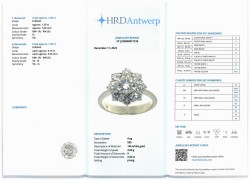 HRD-gecertificeerde 14K witgouden entourage ring bezet met ca. 2.60 ct. diamant.