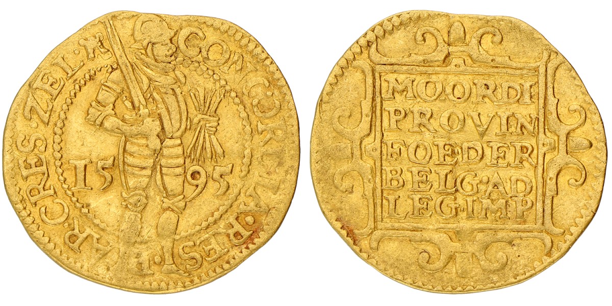 Gouden dukaat. Zeeland. 1595. Zeer Fraai +.