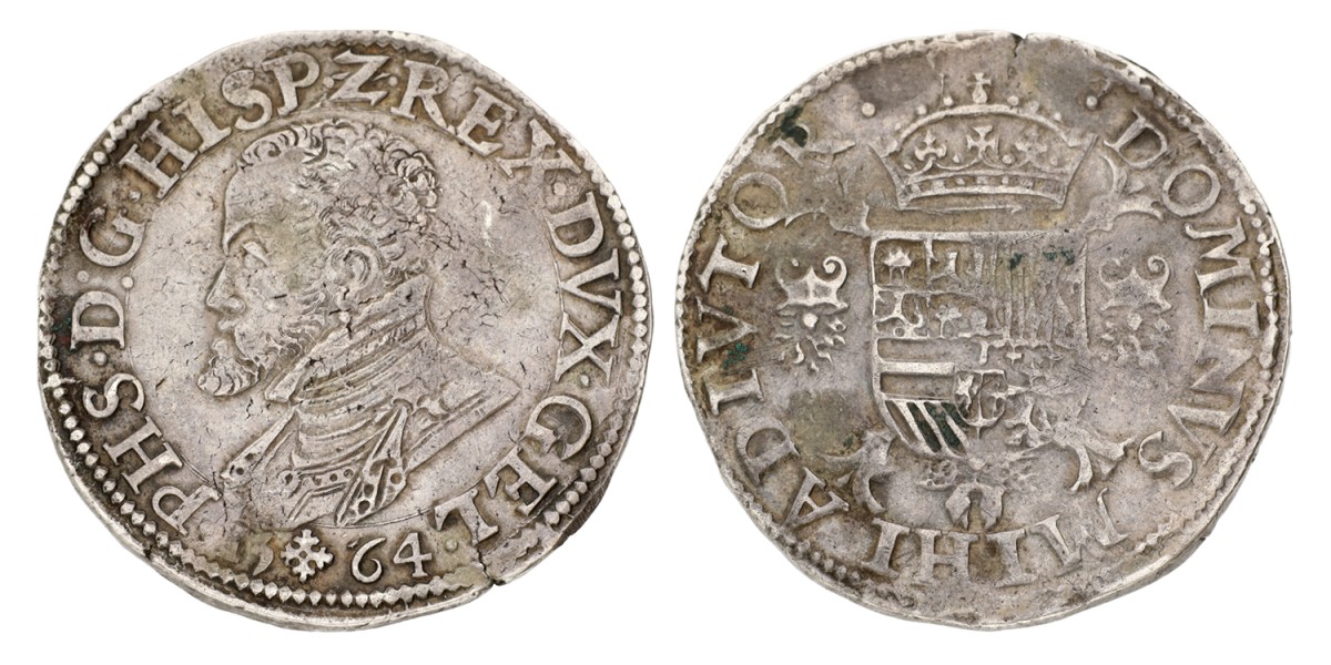 Halve Philipsdaalder. Gelderland. Philips II. 1564. Zeer Fraai.
